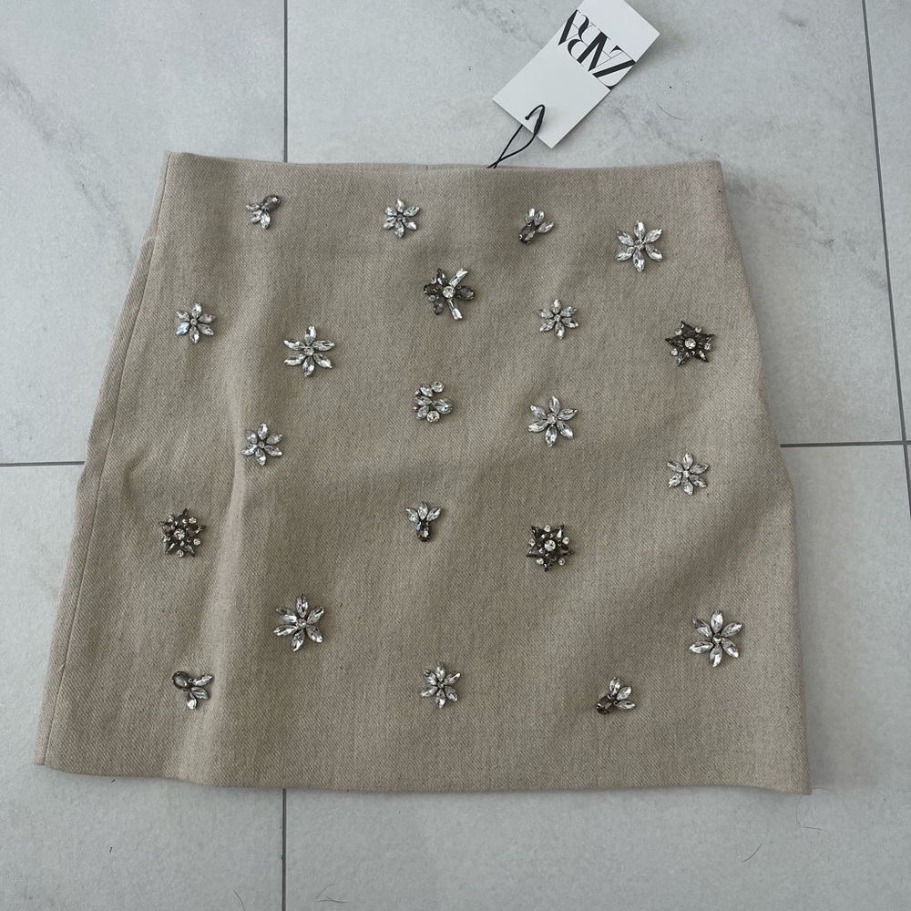 Zara embellished mini skirt